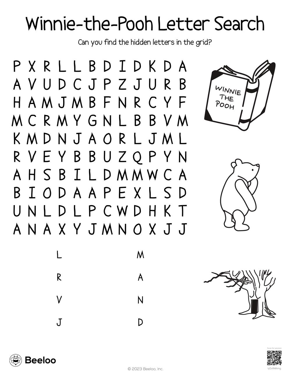 Winnie the Pooh Letter Search Beeloo Printable Crafts For Kids 