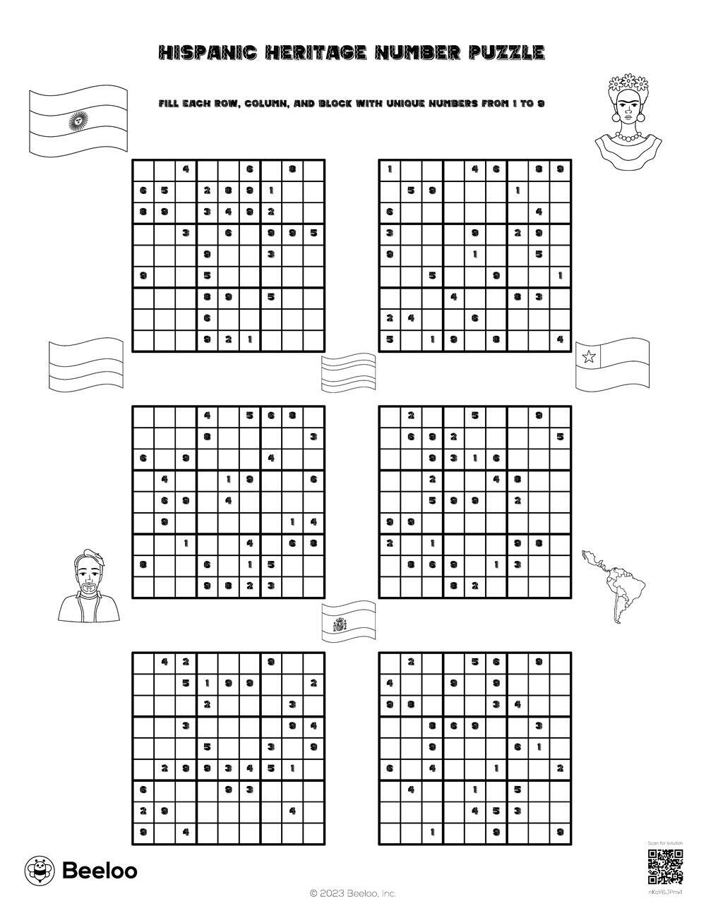 Hispanic Heritage Number Puzzle Beeloo Printable Crafts And 
