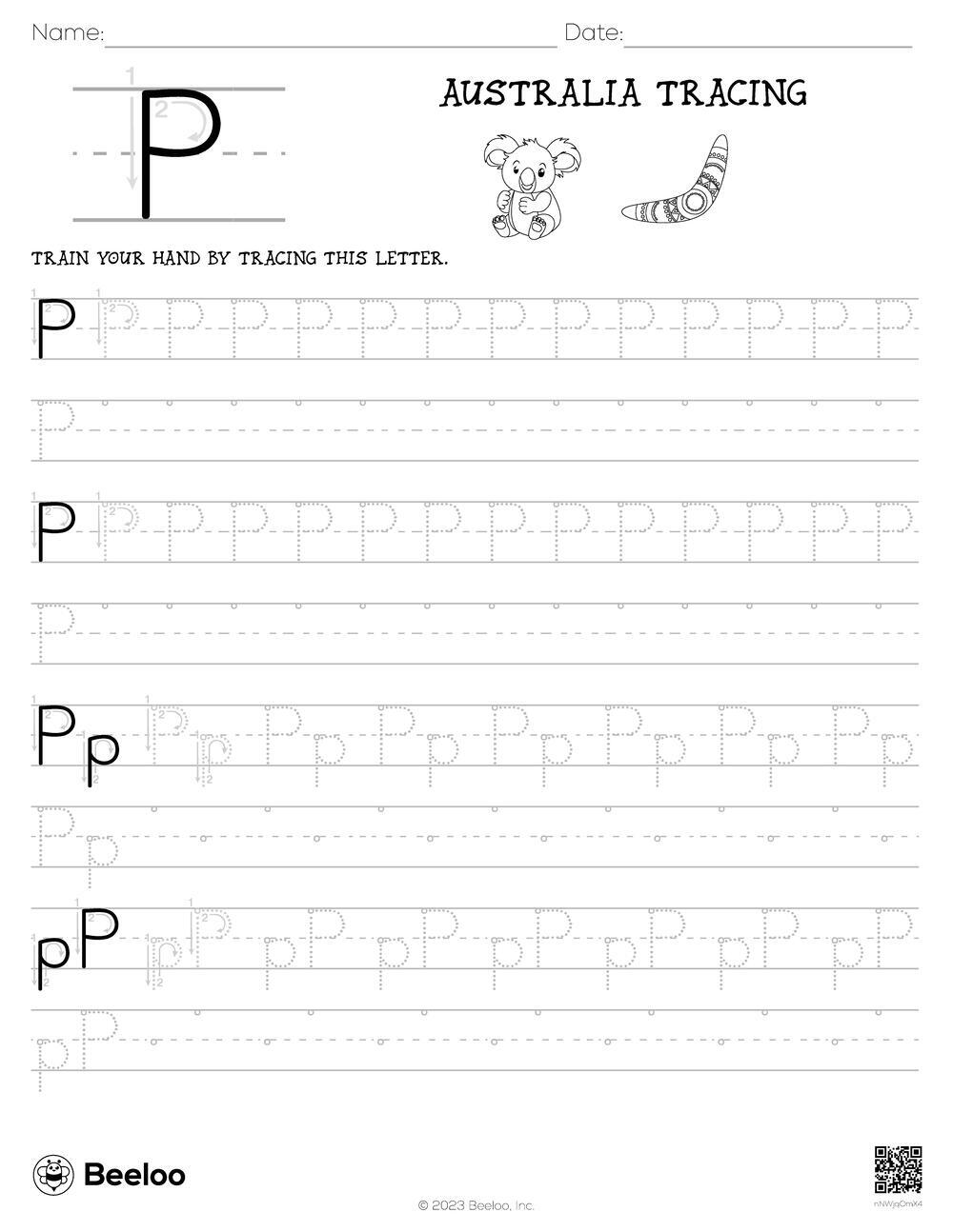 Australia Tracing Beeloo Printable Crafts And Activities For Kids