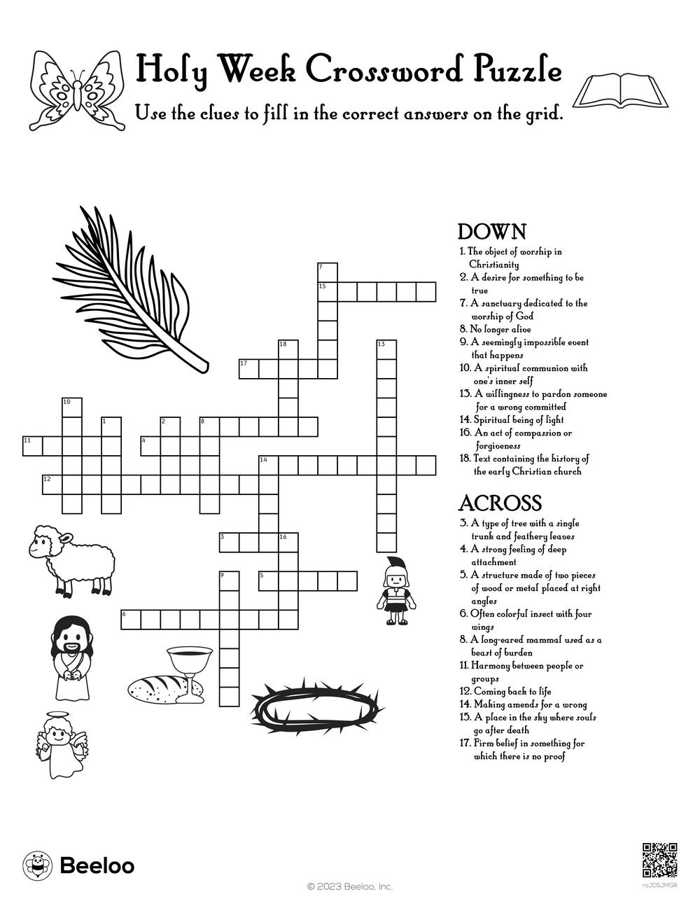 Holy Week Crossword Puzzle Beeloo Printable Crafts For Kids nzJD5JMGR 
