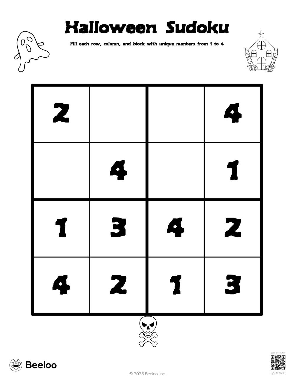 Halloween themed Sudoku Puzzles Beeloo Printable Crafts And Halloween themed Sudoku Puzzles Beeloo Printable Crafts And