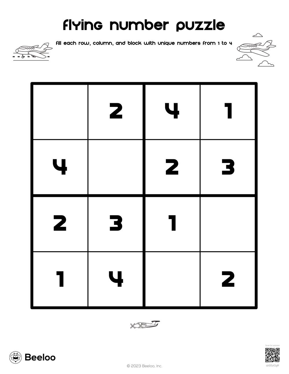 Flying Number Puzzle Beeloo Printable Crafts And Activities For Kids