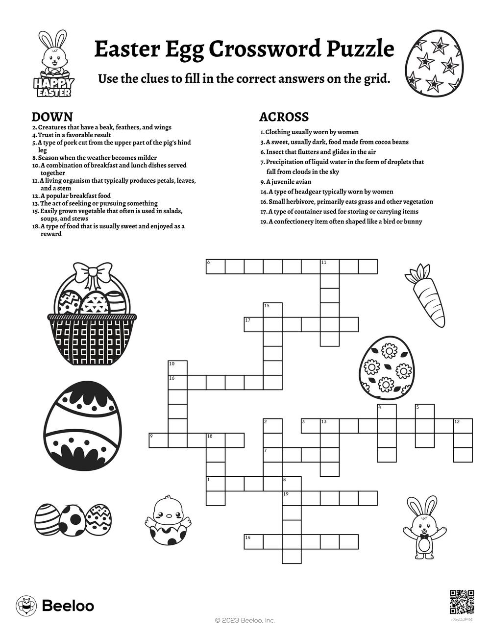 Easter Egg Crossword Puzzle Beeloo Printable Crafts For Kids r7xyDJP44 