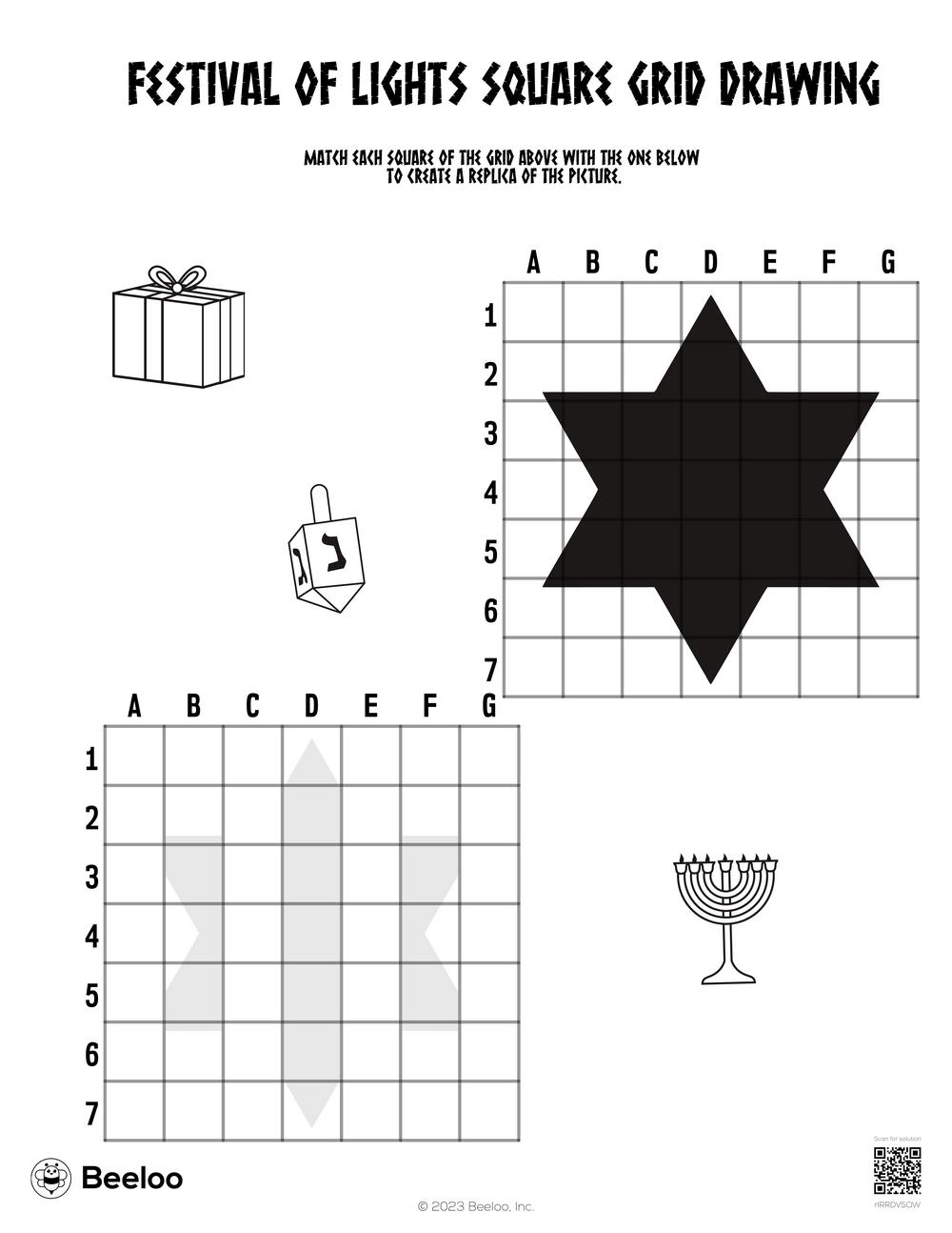 Festival Of Lights Square Grid Drawing Beeloo Printable Crafts And 