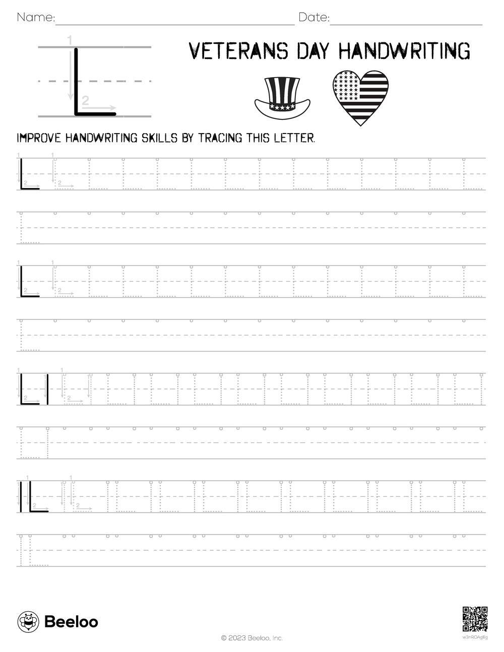 Veterans Day Handwriting Beeloo Printable Crafts And Activities For Kids