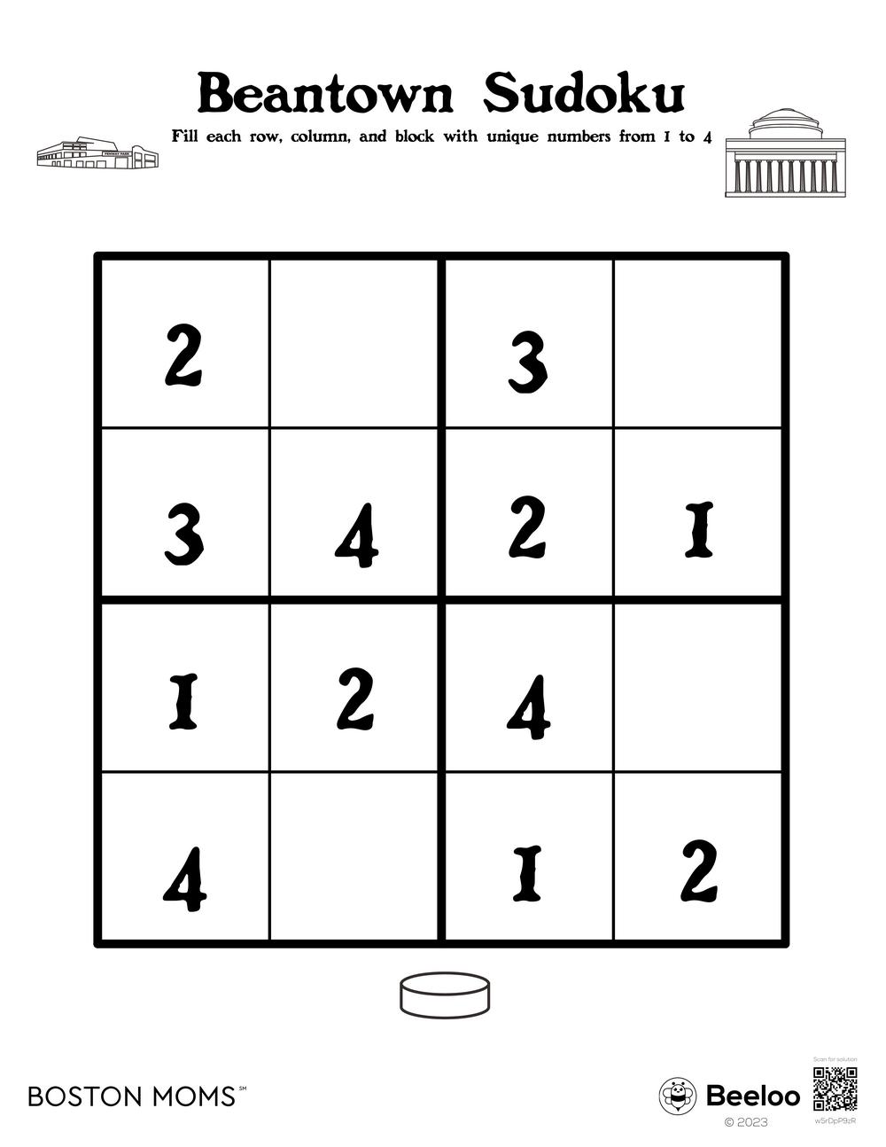 Beantown Sudoku Beeloo Printable Crafts And Activities For Kids