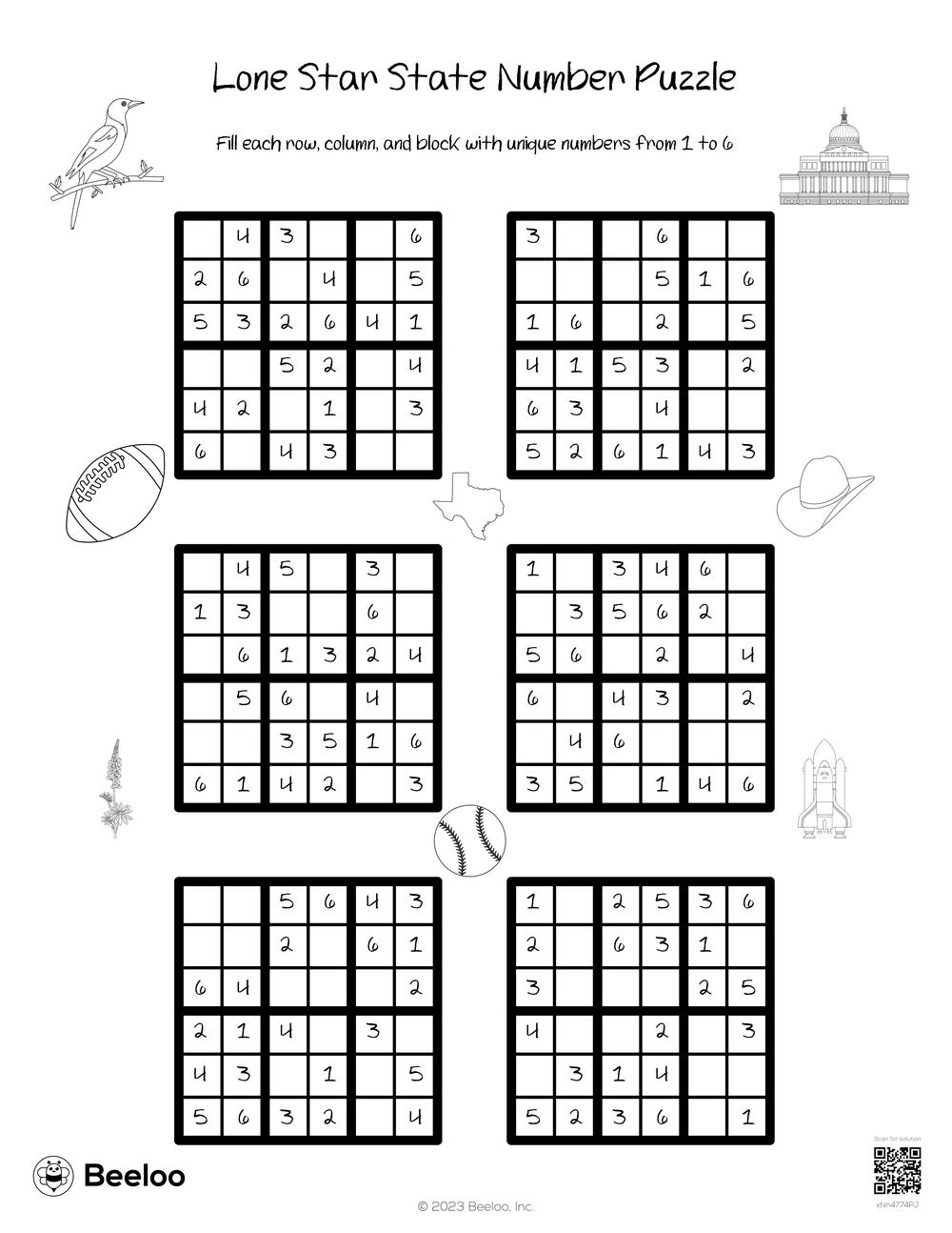 Lone Star State Number Puzzle Beeloo Printable Crafts And Activities