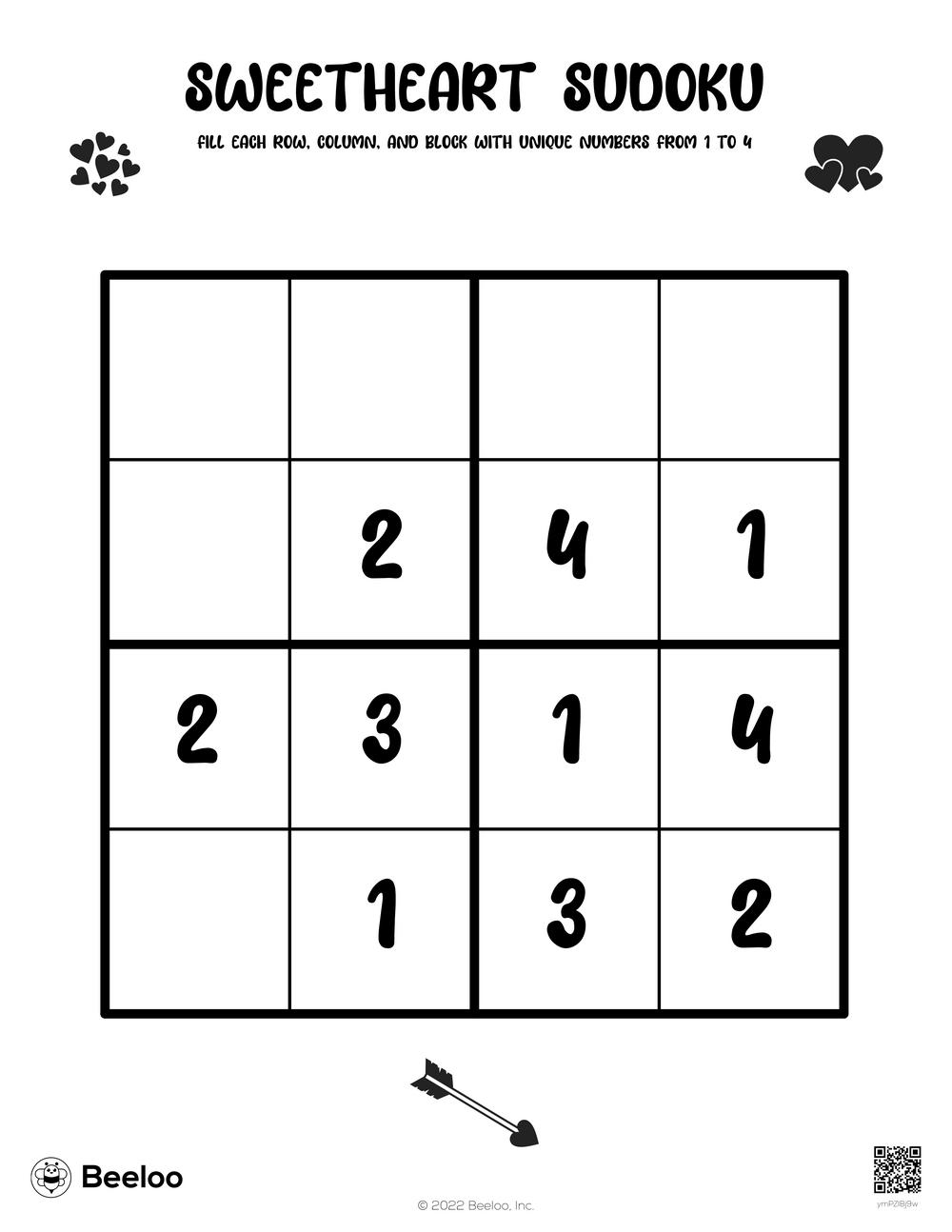 Sweetheart Sudoku Beeloo Printable Crafts And Activities For Kids