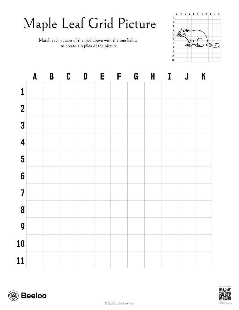 Maple Leaf Grid Picture Beeloo Printable Crafts And Activities For Kids